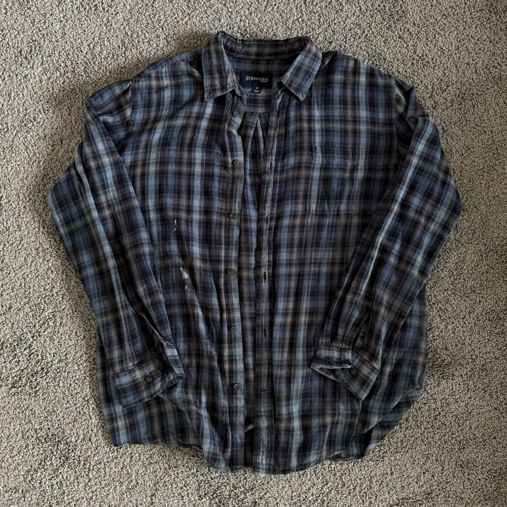 St. John’s Bay Oversized XL Blue Plaid Shirt